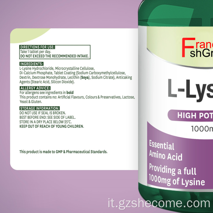 L Lisina Tablet Supporta benefici per la divertimento dell'immunità